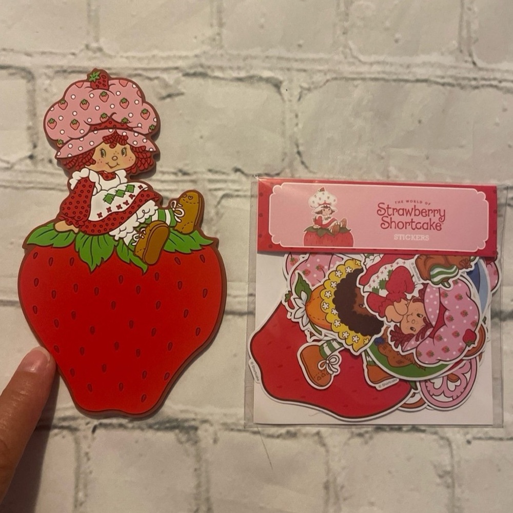 Large Lot of Strawberry Shortcake Stickers (42) & Strawberry Shortcake Coaster